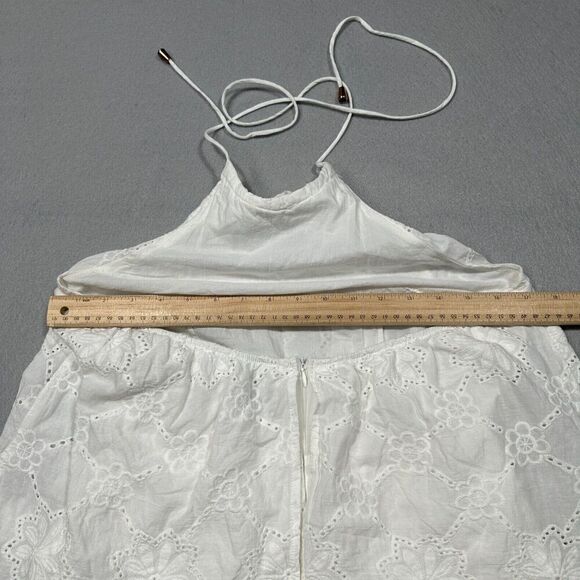 Petal and Pup Halter‎ Romper Womans 6 White Eyelet Ruffle Scallop High Neck - Picture 6 of 11